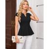 imageGRACE KARIN Women Dressy Peplum Tops 2025 Summer V Neck Cap Sleeves Fitted Casual Business Work BlouseBlack