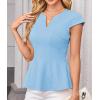 imageGRACE KARIN Women Dressy Peplum Tops 2025 Summer V Neck Cap Sleeves Fitted Casual Business Work BlouseLight Blue