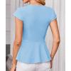 imageGRACE KARIN Women Dressy Peplum Tops 2025 Summer V Neck Cap Sleeves Fitted Casual Business Work BlouseLight Blue