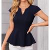 imageGRACE KARIN Women Dressy Peplum Tops 2025 Summer V Neck Cap Sleeves Fitted Casual Business Work BlouseNavy Blue