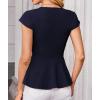 imageGRACE KARIN Women Dressy Peplum Tops 2025 Summer V Neck Cap Sleeves Fitted Casual Business Work BlouseNavy Blue