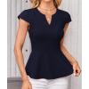 imageGRACE KARIN Women Dressy Peplum Tops 2025 Summer V Neck Cap Sleeves Fitted Casual Business Work BlouseNavy Blue