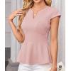 imageGRACE KARIN Women Dressy Peplum Tops 2025 Summer V Neck Cap Sleeves Fitted Casual Business Work BlousePink