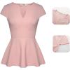 imageGRACE KARIN Women Dressy Peplum Tops 2025 Summer V Neck Cap Sleeves Fitted Casual Business Work BlousePink