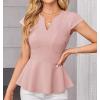 imageGRACE KARIN Women Dressy Peplum Tops 2025 Summer V Neck Cap Sleeves Fitted Casual Business Work BlousePink