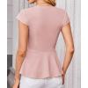 imageGRACE KARIN Women Dressy Peplum Tops 2025 Summer V Neck Cap Sleeves Fitted Casual Business Work BlousePink