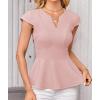 imageGRACE KARIN Women Dressy Peplum Tops 2025 Summer V Neck Cap Sleeves Fitted Casual Business Work BlousePink