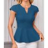 imageGRACE KARIN Women Dressy Peplum Tops 2025 Summer V Neck Cap Sleeves Fitted Casual Business Work BlouseTurquoise