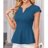 imageGRACE KARIN Women Dressy Peplum Tops 2025 Summer V Neck Cap Sleeves Fitted Casual Business Work BlouseTurquoise
