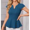imageGRACE KARIN Women Dressy Peplum Tops 2025 Summer V Neck Cap Sleeves Fitted Casual Business Work BlouseTurquoise