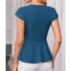 imageGRACE KARIN Women Dressy Peplum Tops 2025 Summer V Neck Cap Sleeves Fitted Casual Business Work BlouseTurquoise