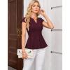 imageGRACE KARIN Women Dressy Peplum Tops 2025 Summer V Neck Cap Sleeves Fitted Casual Business Work BlouseWine Red