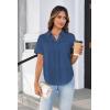 imageGRACE KARIN Womens Button Down Blouse Casual Short Sleeve Summer V Neck Top Teacher Shirts for Women Blue L