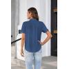 imageGRACE KARIN Womens Button Down Blouse Casual Short Sleeve Summer V Neck Top Teacher Shirts for Women Blue L