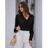 imageGRACE KARIN Womens Long Sleeve V Neck Tops Button Down Collared Work Business Blouses Casual ShirtBlacklong Sleeve