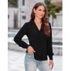 imageGRACE KARIN Womens Long Sleeve V Neck Tops Button Down Collared Work Business Blouses Casual ShirtBlacklong Sleeve