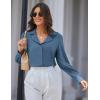 imageGRACE KARIN Womens Long Sleeve V Neck Tops Button Down Collared Work Business Blouses Casual ShirtHaze Bluelong Sleeve