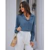 imageGRACE KARIN Womens Long Sleeve V Neck Tops Button Down Collared Work Business Blouses Casual ShirtHaze Bluelong Sleeve