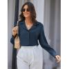 imageGRACE KARIN Womens Long Sleeve V Neck Tops Button Down Collared Work Business Blouses Casual ShirtNavylong Sleeve