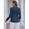 imageGRACE KARIN Womens Long Sleeve V Neck Tops Button Down Collared Work Business Blouses Casual ShirtNavylong Sleeve