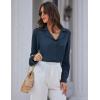 imageGRACE KARIN Womens Long Sleeve V Neck Tops Button Down Collared Work Business Blouses Casual ShirtNavylong Sleeve