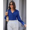 imageGRACE KARIN Womens Long Sleeve V Neck Tops Button Down Collared Work Business Blouses Casual ShirtRoyal Bluelong Sleeve