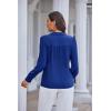 imageGRACE KARIN Womens Long Sleeve V Neck Tops Button Down Collared Work Business Blouses Casual ShirtRoyal Bluelong Sleeve