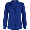 imageGRACE KARIN Womens Long Sleeve V Neck Tops Button Down Collared Work Business Blouses Casual ShirtRoyal Bluelong Sleeve