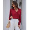 imageGRACE KARIN Womens Long Sleeve V Neck Tops Button Down Collared Work Business Blouses Casual ShirtWine Redlong Sleeve