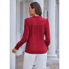 imageGRACE KARIN Womens Long Sleeve V Neck Tops Button Down Collared Work Business Blouses Casual ShirtWine Redlong Sleeve