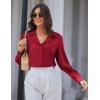 imageGRACE KARIN Womens Long Sleeve V Neck Tops Button Down Collared Work Business Blouses Casual ShirtWine Redlong Sleeve