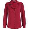 imageGRACE KARIN Womens Long Sleeve V Neck Tops Button Down Collared Work Business Blouses Casual ShirtWine Redlong Sleeve