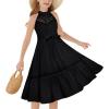 imageGRACE KARIN Girls Dresses Summer Spring Halter Maxi Dress Kids Ruffle Casual Flower Pleated Sun Dress Size 514Black