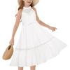imageGRACE KARIN Girls Dresses Summer Spring Halter Maxi Dress Kids Ruffle Casual Flower Pleated Sun Dress Size 514White