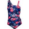imageGRACE KARIN Girls One Piece Swimsuit One Shoulder Sleeveless Swimwear Cut Out Bathing Suit 614YFlowers on Navy Blue