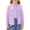 imageGRACE KARIN Girls Purple Cardigan Sweater Long Sleeve School Uniform Crew Neck Cute Cardigan 6Y