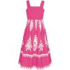 imageGRACE KARIN Girls Summer Boho Dresses Square Neck Smocked Sundresses Casual Sleeveless Maxi Dress for Girls 512YHot Pink