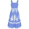 imageGRACE KARIN Girls Summer Boho Dresses Square Neck Smocked Sundresses Casual Sleeveless Maxi Dress for Girls 512YLight Blue
