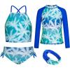 imageGRACE KARIN Girls Swimsuit Tankini Set Rash Guard Long Sleeve Swimsuit 4 Piece Bathing Suit Swimwear 514YRoyal Blue Coconut Tree