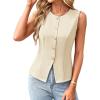 imageGRACE KARIN Summer Sleeveless Blazer Vest for Women Dressy Suit Vest Tank Tops Business Button Down Tshirts Office Shirt