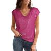 imageGRACE KARIN V Neck Sequin Short Sleeve Tops for Women Elastic Sparkly Tank Top for PartyRose Red