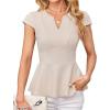 imageGRACE KARIN Women Dressy Peplum Tops 2025 Summer V Neck Cap Sleeves Fitted Casual Business Work BlouseApricot