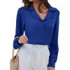 imageGRACE KARIN Womens Long Sleeve V Neck Tops Button Down Collared Work Business Blouses Casual ShirtRoyal Bluelong Sleeve