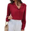 imageGRACE KARIN Womens Long Sleeve V Neck Tops Button Down Collared Work Business Blouses Casual ShirtWine Redlong Sleeve