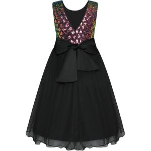 imageGRACE KARIN Flower Girl Dress VBack Sequin Party Tulle Dresses Kids Birthday Formal Wedding Pageant Princess Dress 512Black