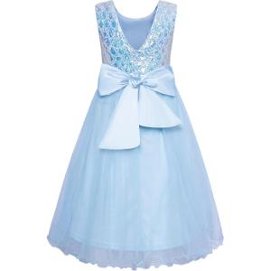 imageGRACE KARIN Flower Girl Dress VBack Sequin Party Tulle Dresses Kids Birthday Formal Wedding Pageant Princess Dress 512Blue