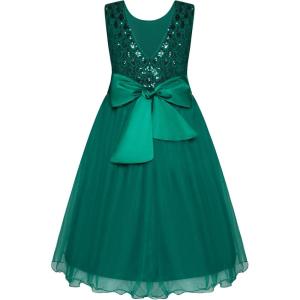 imageGRACE KARIN Flower Girl Dress VBack Sequin Party Tulle Dresses Kids Birthday Formal Wedding Pageant Princess Dress 512Green