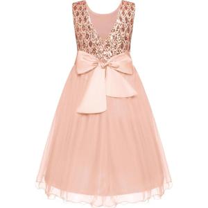imageGRACE KARIN Flower Girl Dress VBack Sequin Party Tulle Dresses Kids Birthday Formal Wedding Pageant Princess Dress 512Rose Gold