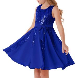 imageGRACE KARIN Gold Dress for Girls Sparkly Sequin Fancy Party Formal Homecoming Birthday SleevelessRoyal Blue