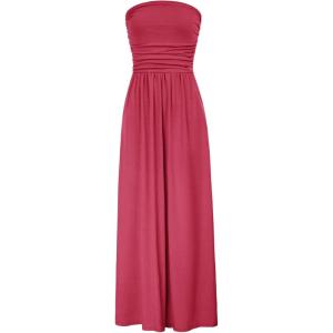 imageGRACE KARIN Womens Casual Short Sleeve Long Empire Maxi Tube Dress Size M Watermelon Red